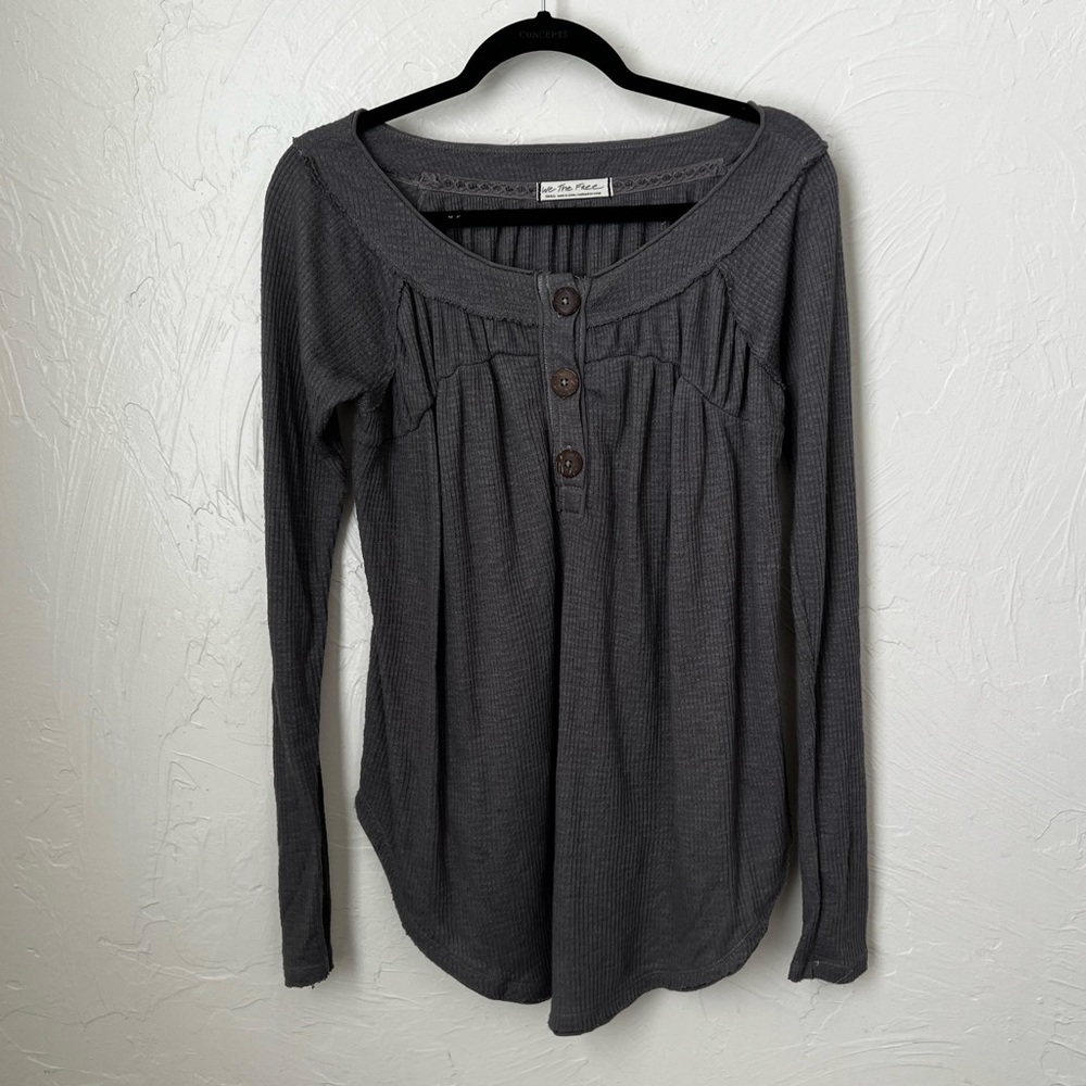 Free people pullover grey long sleeve thermal top▪️size S